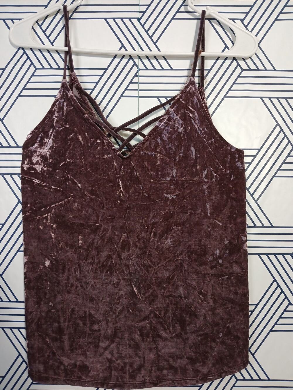 American Eagle Crushed Velvet Tank Y2K Style Crop Top Boho Festival